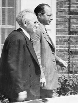 Einstein's Son and Friend 1955 Photo - Einstein's Son in Princeton for Funeral.