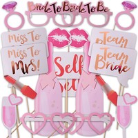 Fotobox ZubehöR Foto Accessoires Hochzeit Geburtstag Requisiten 20-Teilig Rosa