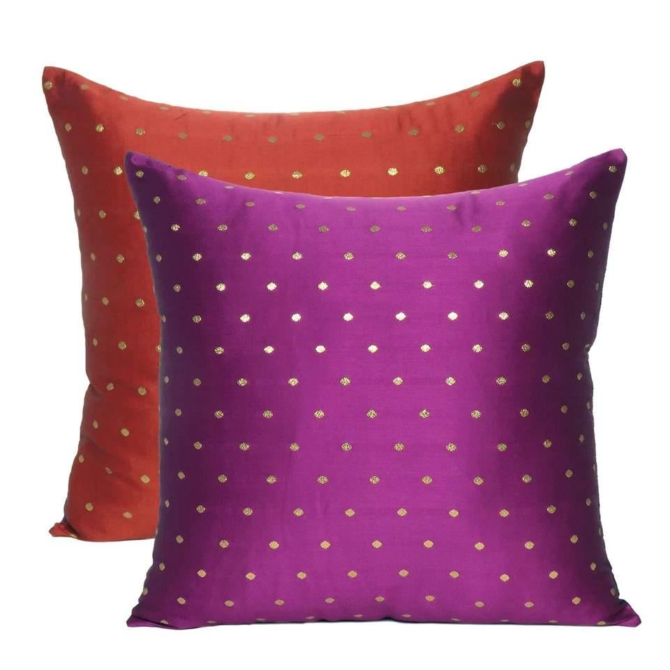 Art Silk Brocade Zipper Cushion Cover Reversible Pillow Sofa Waist Cushion Case - Imagem 2 de 4