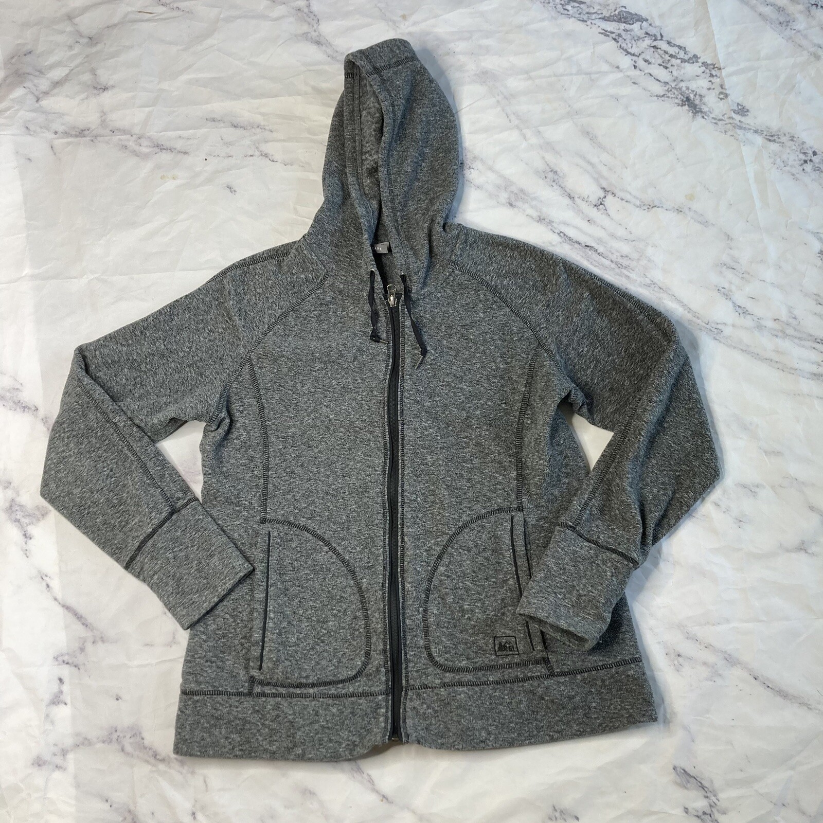 REI Fleece Jacket Womens Size Large Gray L/S Zip Up Hoodie Coat N152 eBay