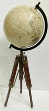 Antique Nautical World Map Table GLOBE ORNAMENT With Wooden Tripod Stand