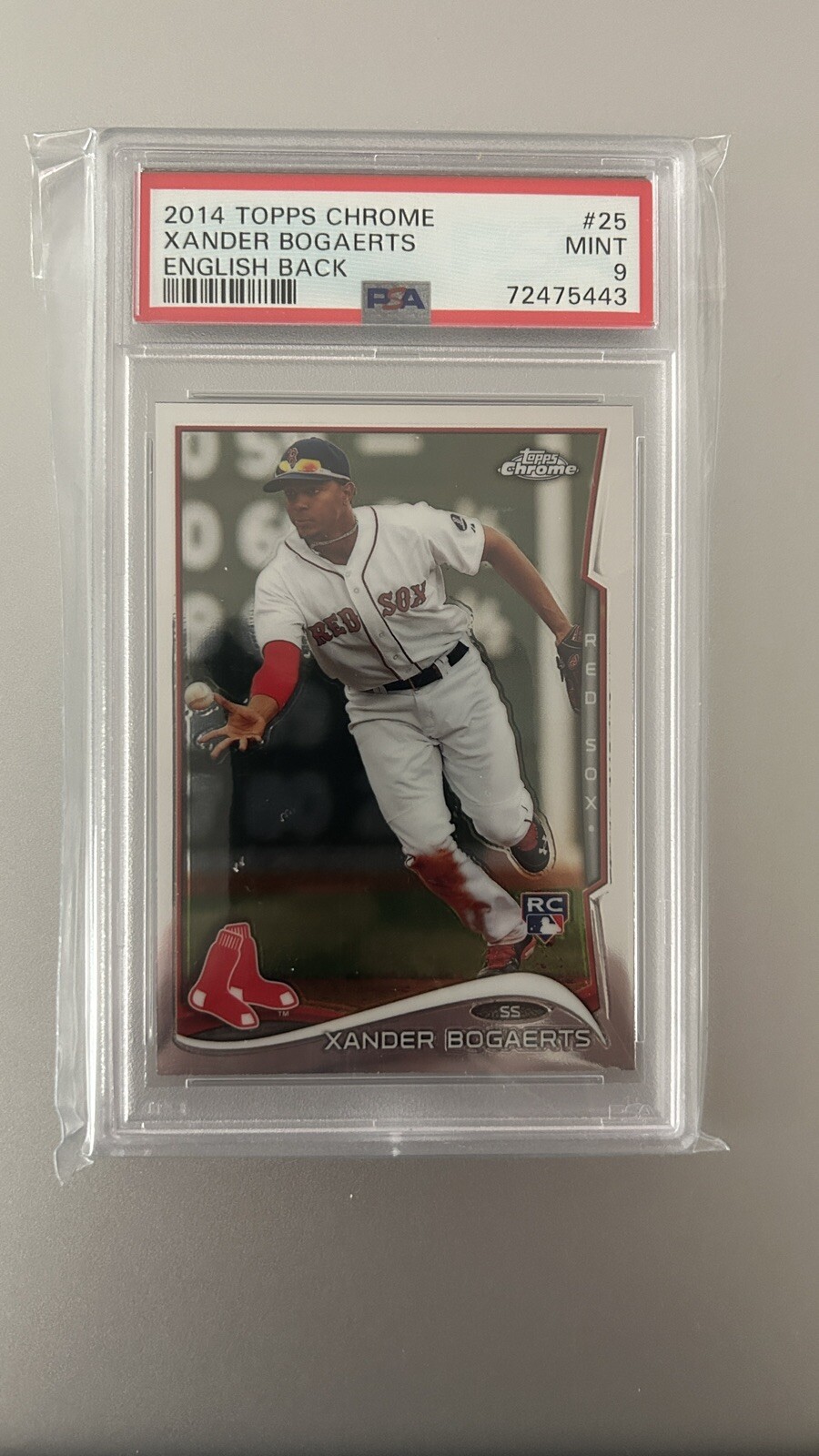 2014 Topps Chrome Xander Bogaerts English Back Refractor Rookie RC #25 PSA 9