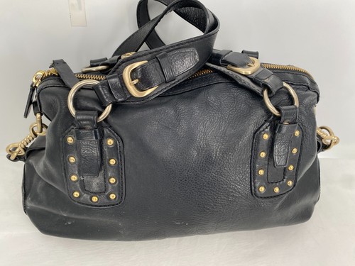 VTG Michael Kors Black Pebble Leather Zip Tote Hobo Bag Purse Shoulder Bag Studs - Picture 8 of 21