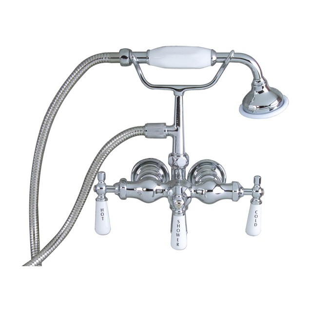 Barclay 3 Handle Clawfoot Tub Faucet With Hand Shower Handle In