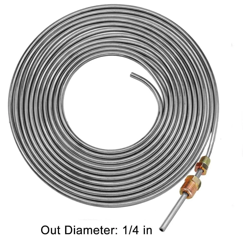 2 X Car Brake Line Tubing Kit 25 Ft 1/4" OD with 32 Pipe Fittings Nut Galvanized - Image 3 of 4
