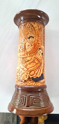 Vintage Bretby Art Pottery Keramik Vase erhaben japanische/orientalische Szene 1900er