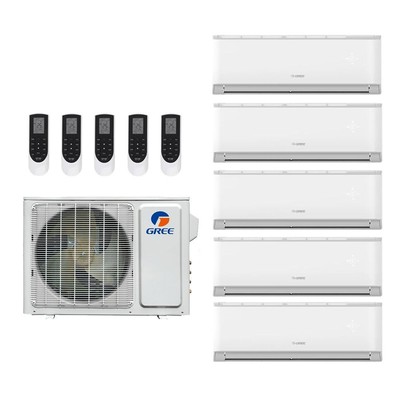 Gree Vireo 42,000 Btu 21 SEER2 R-32 5-Zone Mini Split System - 9-9-9-12-12