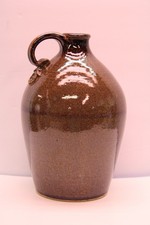 Vtg Handmade Stoneware Primitive Brown Whiske...