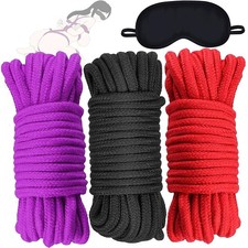 BDSM Bondage Rope Set with Blindfold - 3 Pack Soft Cotton Restraints
