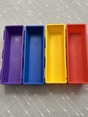 Storex 4 Piece Primary Color Drawer/Pencil/Crayon Organizers Interlocking
