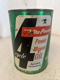 Vintage Metal 1 Quart Vita Power 4 Cycle Power Mower Oil Can
