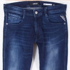 Hommes Replay M914 ANBASS Ajusté Tapered Élasthanne Bleu Jeans W32 L32