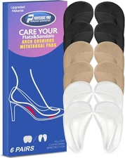 6 Pairs Arch Support Inserts for Women & Men, Reusable Arch Support Cushions for