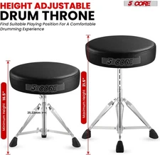 Drum Throne Height Adjustable Guitar Stool Thick Padded Memory Foam DJ Chair ...