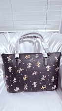 Disney X Coach Gallery Tote Bag Handbag Minnie Mickey Mouse Holiday Print Black