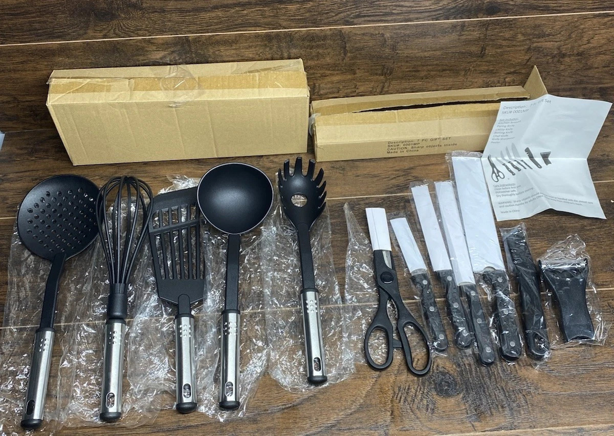 New 12Pc Kitchen Knife & Utensil Set Stainless Steel Minor Mark
