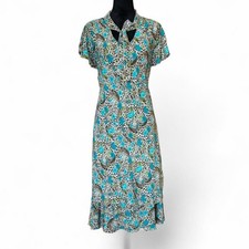 Y2K Floral Tie Neck Midi Dress – Vintage Feminine M