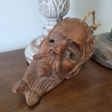 Hand Carved Wooden Face Rustic FolkArt Wall H...
