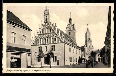 Fürstenwalde/Spree, City Hall and Cathedral, Postcard 1938 
