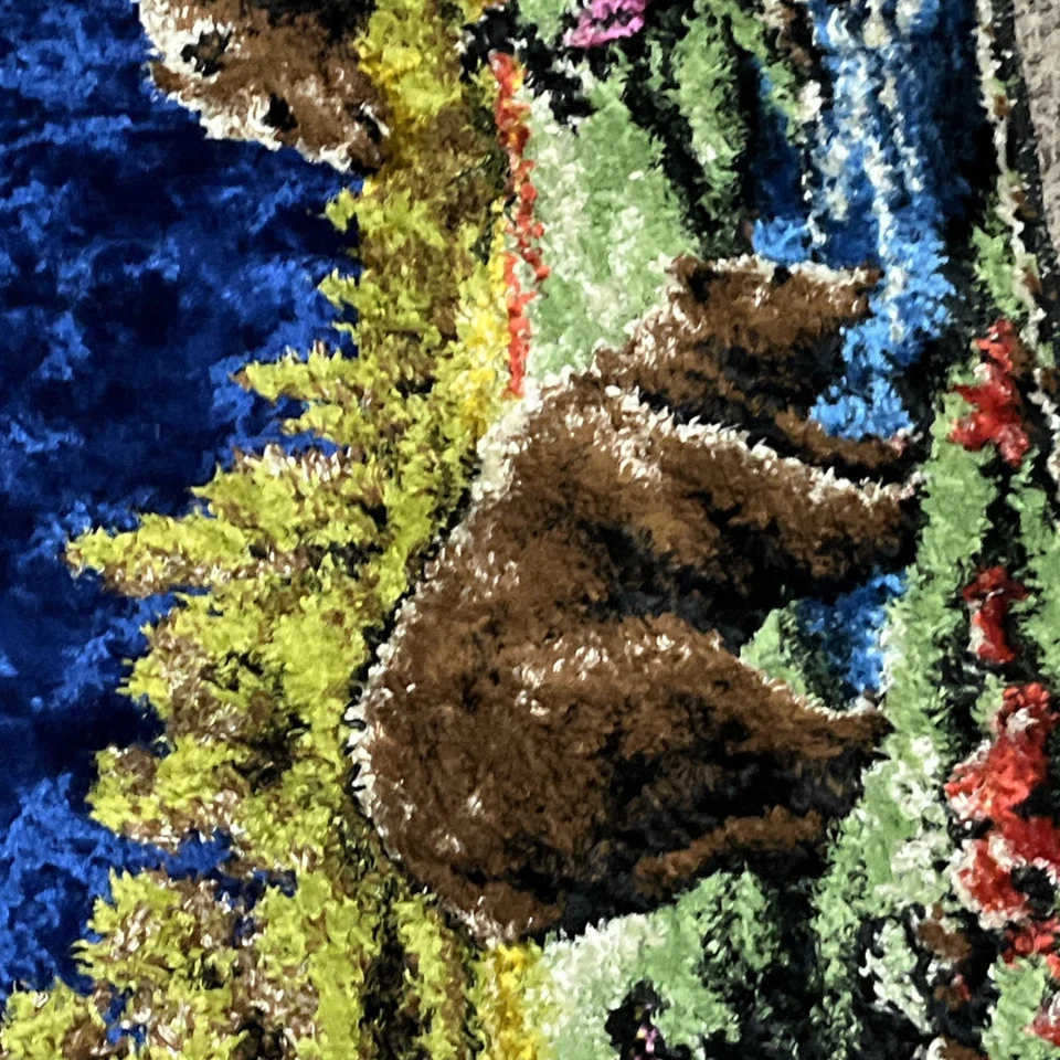 Винтажный медведь гобелен ковер стены подвесной кабины деревенский лагерь 39 x 19 - Изображение 2 из 4