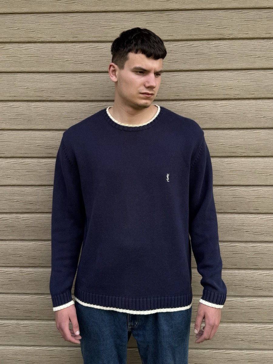 YSL Yves Saint Laurent Men's Sweater Pullover Vintage Knit Mini