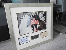 Elvis Presley + Priscilla Framed original Autographs, game/Music room, certified