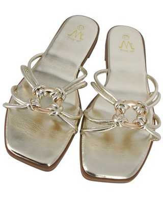 GOLDENE ELEGANTE DAMEN FLIP-FLOPS GROSSE GRÖSSEN KUNSTLEDER