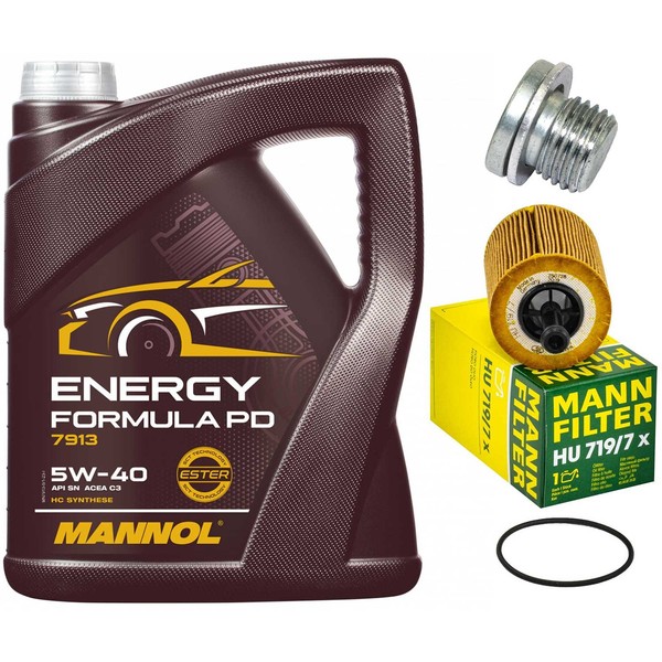 MotoröL Filter Set Mannol 5W-40 5 Liter + Schraube FüR Vw Tiguan 2.0 Tdi 140 Ps-image