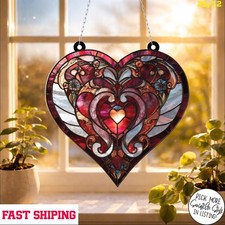 Heart Suncatcher, Romantic Window Hanging Decor, Love Glass