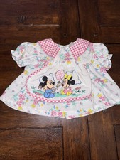 VTG Disney Babies Minnie Micky Mouse Apron Dress Shirt Minnie Pluto 0-6 months