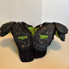 Schutt DS Flex Football Shoulder Pads 30-32 Medium 13-14" Youth Black/Green Used