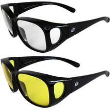 2 Pairs of Birdz Eyewear Peacock Fit-Over Glasses Black with Clear  Yellow Lens