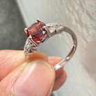 925 Sterling Silver Ring 8x6mm Natural Rhodolite Garnet Gemstone Zircon Flower — photo 5