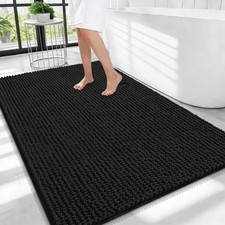 OLANLY Thick Large Bathroom Rugs 40x32, Extra Soft Absorbent 40" X 32", Black