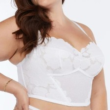 Savage x Fenty White Floral Lace Bustier Camisole 2X Stretch Mesh