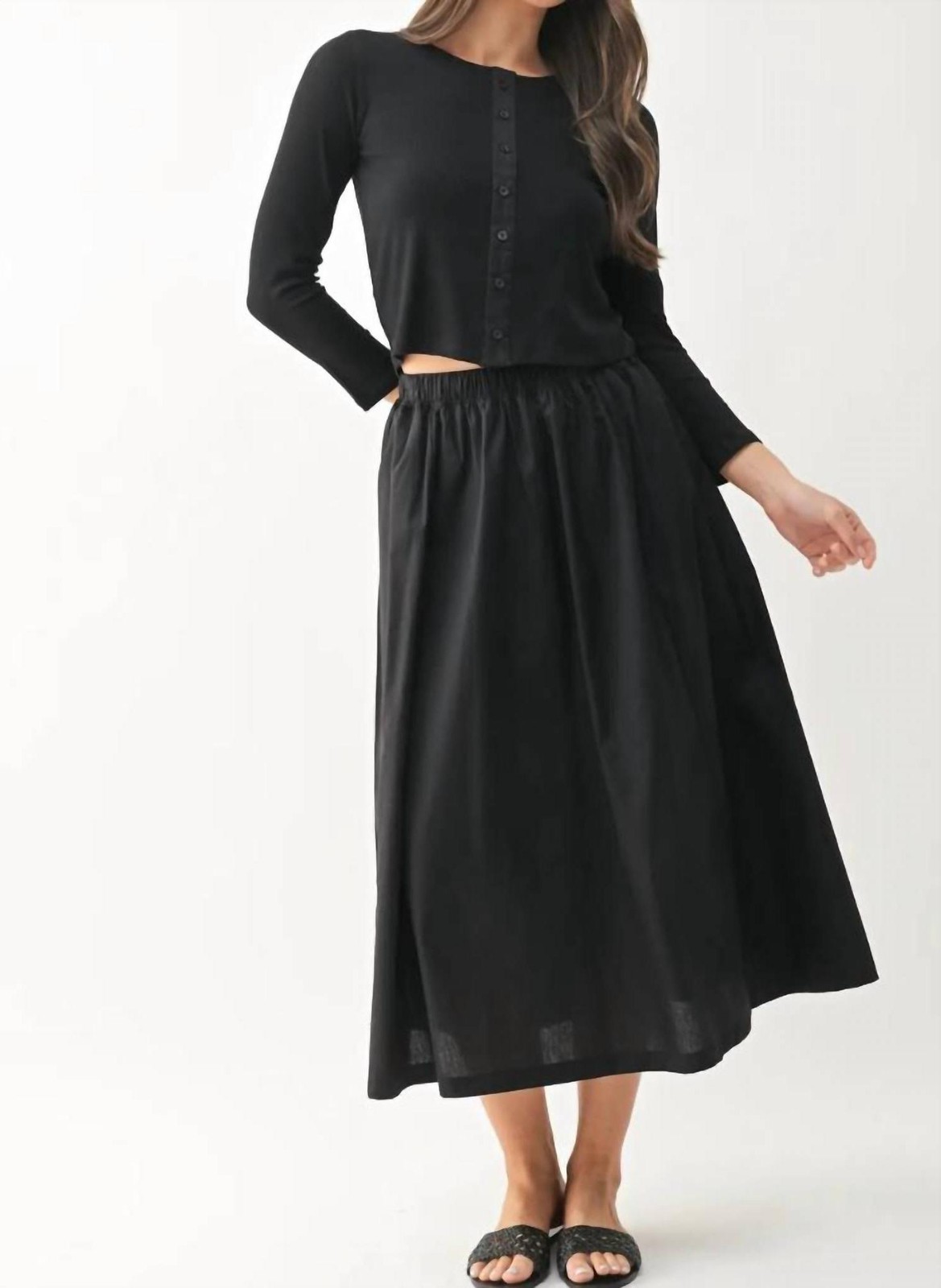 Conjunto Cárdigan y Midi Mono B Ashton Negro