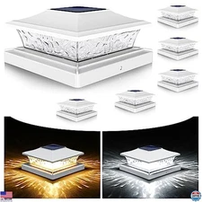 Solar Post Cap Lights 4x4/6x6 for Fence, Warm White, 2 Modes, Waterproof, 6 Pack
