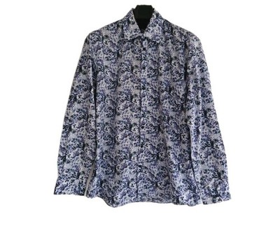 Lindbergh Black Label Hemd Herren Größe Large Lila Blumenmuster Knopfleiste Langarm.