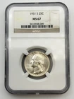 1951-S Washington Silver Quarter 25C NGC MS67 BU UNC San Francisco US Coin BM1