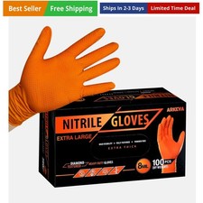 8 Mil Nitrile Industrial Disposable Gloves, 8 Mil, Latex-Free, Raised Diamond...