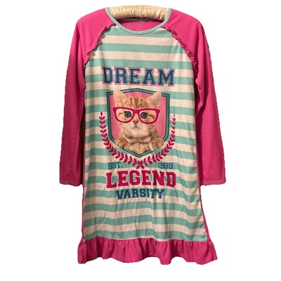 Komar Kids Girls Pink Kitten Dream Legend Long Sleeve Nightgown Sz XL 14-16
