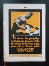 1929 AD Hall Scott Marine Engine NY Naked Man Art ad Wilcox Crittenden CO CT