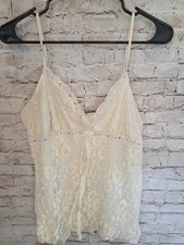 vintage y2k lace cami tank top Cream Color