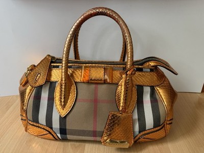 Burberry Tasche Bag Prorsum Large Gold Metalic Python/Snake leather 4800 