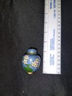 Vintage Miniature cloisonne ginger jar with lid with brass accents 2.25" — photo 2