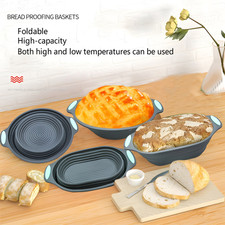 2pc Silicone Bread Proofing Basket, Collapsible, High-Temperature Resistant