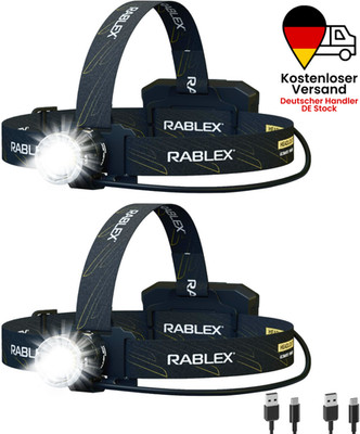 2er Set LED Stirnlampe USB-C Wiederaufladbar IP66 | RABLEX