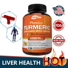 NutriFlair Turmeric Curcumin 2250mg & BioPerine 120 Veg Capsules