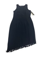 Vtg Donna Morgan Little Black Lined Satin Button Back Sequins SleevelessDress 10