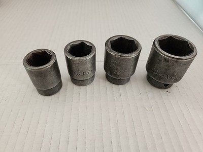 Lot of 4 Mac Tools 1/2 Drive 6-point Shallow Sockets 11/16, 3/4, 7/8, 1